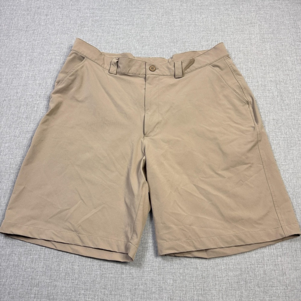 Under Armour Shorts Mens 38 Beige Chino Microfiber Nylon Spandex 10" Inseam
